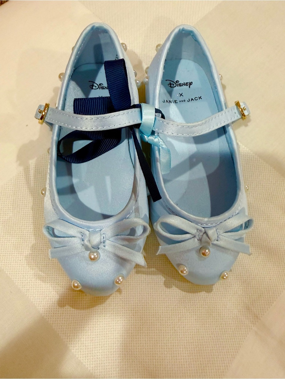 Janie and Jack Light Blue Pearl-Accent Mary Jane Girls Shoes